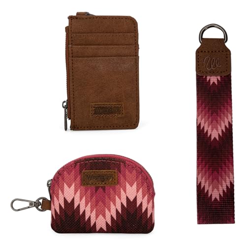 Image of Montana West Wrangler Aztec Keychain Wristlet Wallets for Women Western Dual Pouch Wristlet Credit Card Holder Wallet with Zipper Pocket WG2211-W0051DPK