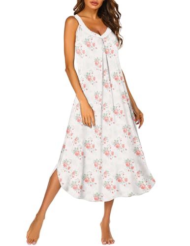 Image of Ekouaer Womens Sleeveless Nightgown Full Slip Nightshirt Long Nightwear Full Length Loungewear Tank Nightdress S-2XL