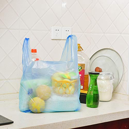 Lazyme T Shirt Bags, Bolsas De Plastico Para Negocio, 12 X 20 Inches Grocery Plastic Bags With Handles Shopping Bags In Bulk Merchandise Bags Restaurant Bags (Blue 50Pcs, Purple 50Pcs) #TOP5