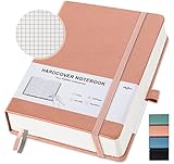 Graph Paper Notebook, Squared Grid Journal Notebook Graphing Paper 320 Numbered Pages 5.75 X 8.38 inches, Thick Journals for Study and Notes, Men and Women, Faux Leather Cover (A5-Squared, Pink)