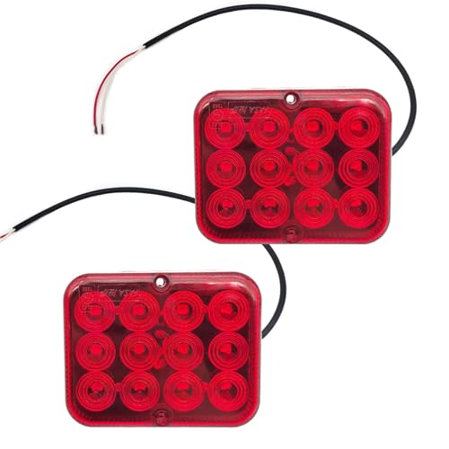 YOYOCOOL 2 PCS Feu Antibrouillard LED Rouge Feu Arrière 12V pour Remorque Tracteur Camion Véhicule Agricole