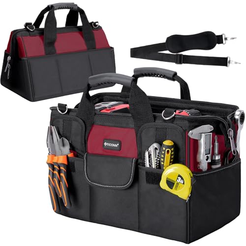 image for TICONN Heavy Duty Tool Bag with Multi-Pockets, Portable Tool Box Organ