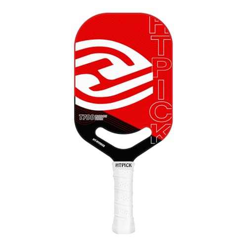 Pickleball Paddles, Professional T700 Carbon Fiber Pickleball Paddle with Aero Throat, Polymer Core, Increased Power for Ultimate Spin & Consistency (Red)