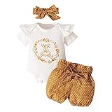 Oberteil mit kurzen Ärmeln und Rundhalsausschnitt; passende Bloomer und Stirnband, gepunktet, machen Sie Ihr Mädchen noch niedlicher.