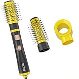 DAILYLIFE Blow Dryer Brush, Hair Drying & Blowout Tool with Detachable Attachments, 3-in-1 Hot Air Spin Brush Set, 3 Temperature Settings for Middle Long Hair, Yellow