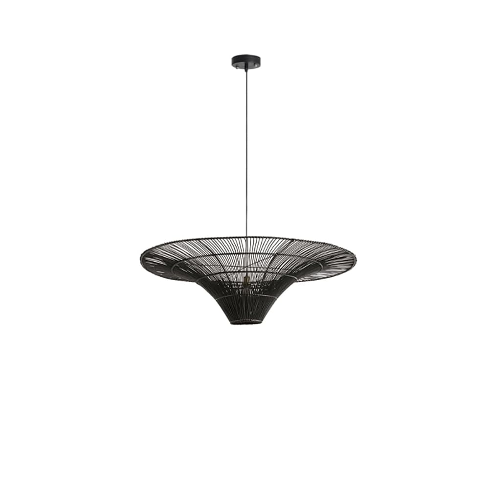 KXEcoLife Style Retro Large Chandelier Bamboo Rattan Design, Hand-Woven Pendant Light with Fixtures for Kitchen Island, Dining Room, Bedroom Ceiling Lighting Weave Wicker