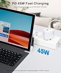 Adaptateur de charge de surface, PD jusqu'à 45W (15V/3A) Chargement rapide, USB C Connecteur magnétique femelle à surface pour Microsoft Surface Pro 9/8/7/6/5/4, Ordinateur portable 3/2/1, Livre, Aller