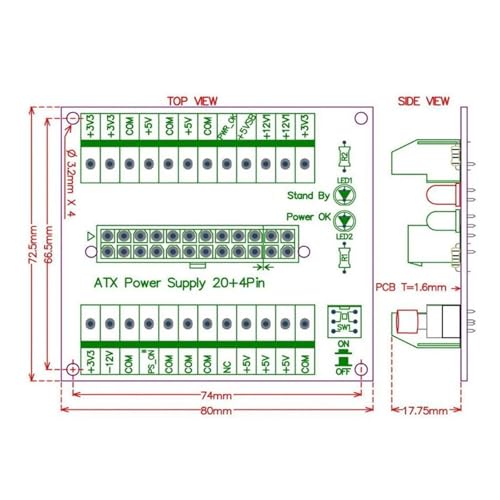 Module de carte de distribution d'alimentation ATX 24/20 broches de table