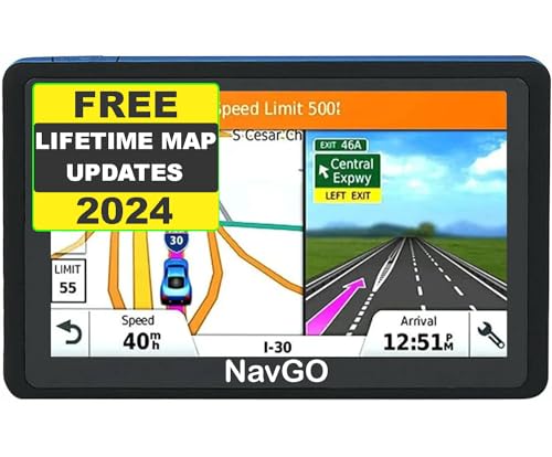 NavGO GPS Navigation for Car Latest 2024 Map 7 inch Touch Screen Car GPS 256-8GB Voice Turn Direction Guidance Support Speed and Red Light Warning Pre-Installed North America Lifetime Map Free Updates