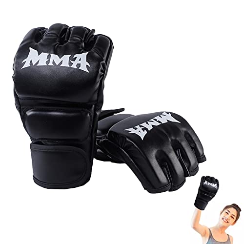 Sakamura Guantes de entrenamiento de boxeo, guantes de agarre | Guantes de choque para hombres y mujeres, guantes de kickboxing con palmas abiertas, bolsas de boxeo, muay thai
