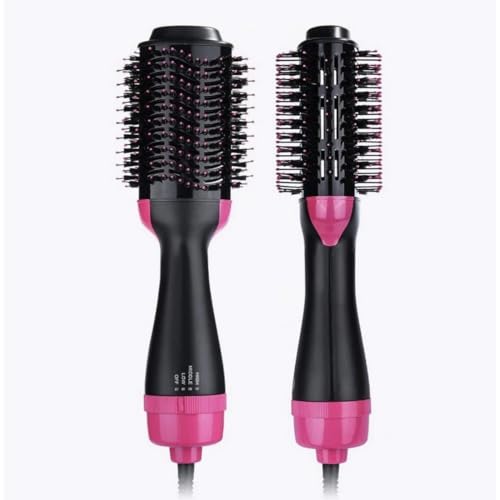 Image of Hot Air Brush For Hair Hair Dryer For Woman Hair Straightening Brush Curler Professional 4 In 1 Volumizer Blow Drying for All Hairstyle Curling & Styling 1200 Watt | Gifts for Woman Smooth, Frizz-Free Shine with Advanced Ionic Technology Pink