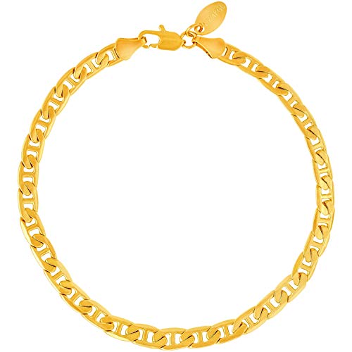 LIFETIME JEWELRY 5mm Maritime Link Anklet for Women & Girls 24k Gold Plated Diamond Cut Bracelet with Free Lifetime Replacement Guarantee (10)