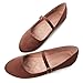 Stunner Women's Mary Jane Flats Fashion Round Toe Ballet Flats Comfortable Ankle Strap Flats Slip On Dress Flats Brown 40(8.5) 2