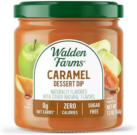 Walden Farms Caramel Dessert Dip โ Zero Calorie, Sugar Free, Keto & Fat Free Sweet Topping for Apples, Desserts & More โ 12 oz Jar