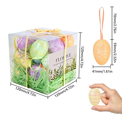 18 Pcs Various Foam Glitter Easter Decorations Eggs Hanging Ornaments For Easter Tree Decorations, Decorative Hanging Easter Eggs, Spring Decorations For Tree Easter Basket Stuffers Filler Spring Gift #TOP1