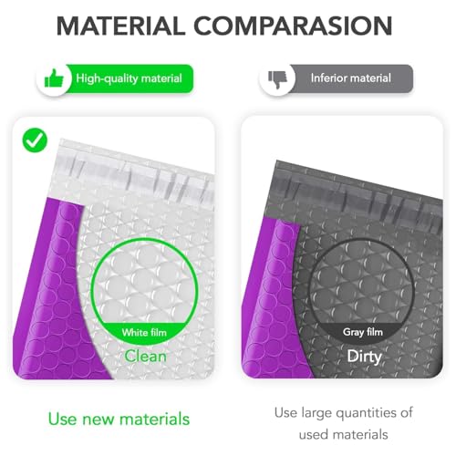 Image of Fuxury Bubble Mailers 6x10 inch 100 Pack Purple Padded Envelopes Usable 6x9 inch | Seal Seal Mailing Envelopes Bubble Padded, Shipping Bags for Mailing,Packaging, Small Business, Boutique, Bulk #0