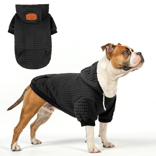 Image of BEAUTYZOO Dog Hoodies Sweater for Large Dogs,Waffle‑Like Laminated Pet Coat | Warm Dog Sweatshirt with Pocket & Leash Hole,Pullover Clothes for Girl Boy Dogs,Stretchy & Easy‑On‑Off,Labrador & Great Danes
