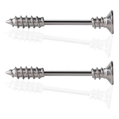Ruifan 316L Stainless Steel Screw Bar Nipple Barbell Ring Body Piercing 14G 2PCS - Silver Cover
