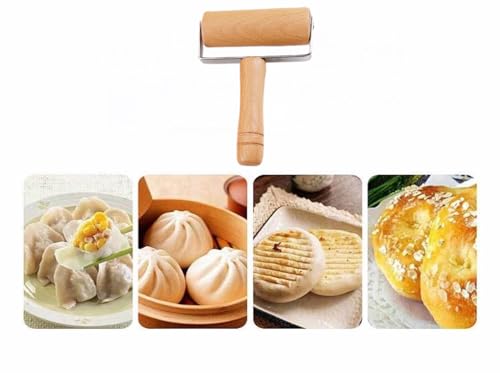 Stainless Steel & Beechwood Rolling Pin with Adjustable Thickness - Ergonomic Dumpling/Pasta Maker、Pizza, Kitchen Tool for Home Chefs, Dishwasher Safe & Rustproof Design (T) by FANBODTA - Image 4