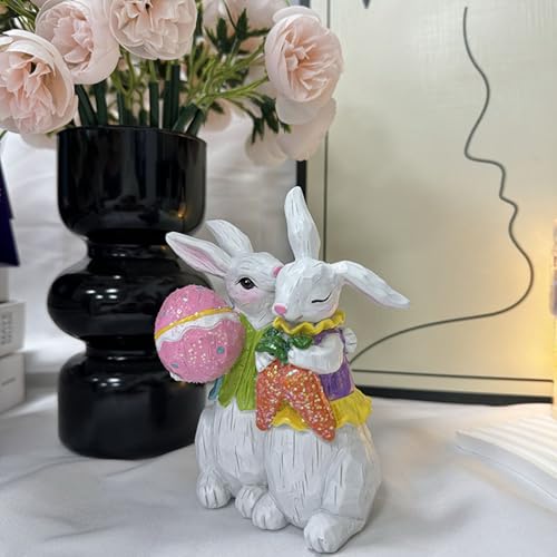 Statue en résine résistante aux chocs figurine lapin de Pâques durable
