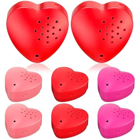 Copkim 6 Pcs 20 Seconds Valentine's Voice Recorder for Stuffed Animal Heart Shape Sound Recorder Push Button Recordable Device Sound Module for Gift Recording Voice Message(Red, Rose Red, Pink) Cover