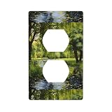 YYHWHJDE Willow Trees by The Pond Prints, pannello di copertura per presa elettrica a doppia presa, decorazione infrangibile, durevole, 11,4 x 7 cm