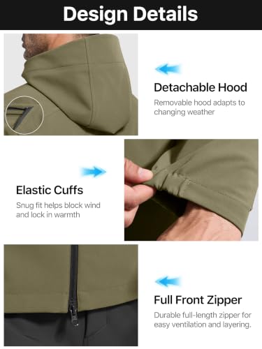 Image of FREE SOLDIER Men's Waterproof Softshell Jacket Fleece Lined Outdoor Jacket Tactical Military Hoodie Windbreaker
