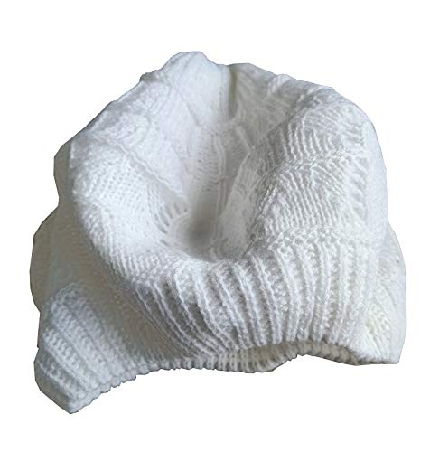 Hysunland Satin Lined Knit Beret Hat For Natural Hair Fall Winter White Knit Beanie Hat For Women #TOP2