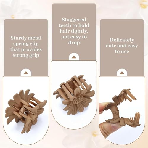 Image of Cerrito 6 Pcs Small Matte Hair Claw Clips, Neutral Mini Clamps with Strong Hold Grip for Thick & Thin Hair, NonSlip Hair Accessories Fashion Everyday Hairstyling (Multicolor, Sunflower Small)