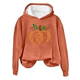 Disfraces de Halloween para mujeres adultas y mujeres, sudadera deportiva con capucha de color liso, naranja, XL