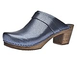 Sanita Tango Clog | Original handgemacht | Lederclog mit Holzsohle für Damen | Blau | 41 EU