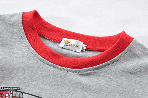 Image of Toddler Boys Pajamas Fire Truck 100% Cotton Kids Dinosaur Pjs Summer Short Sets Train Sleepwear Clothes Set Size 1-7T