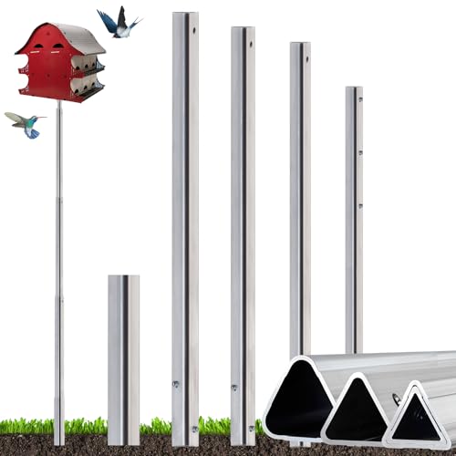 15FT Telescoping Triangular Purple Martin House Pole, Compatible with S&K Purple Martin Houses(12&16 Rooms), Compatible with BestNest, Aluminum Alloy, Easy Installation, Weather-resistnat, Non-tipping