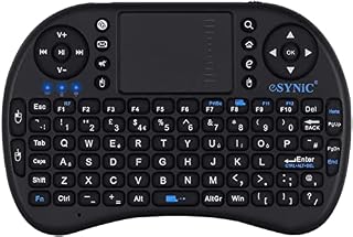 eSynic Mini Wireless Keyboard 2.4G XBMC Keyboard Touchpad Mouse Combo- Multi-media Portable Handheld Android Keyboard- for Google Android Smart TV Box HTPC IPTV Raspberry PI3 PS3- British Layout-Black