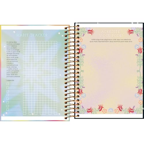 Tilibra - Agenda Espiral Diária 11,7 x 16,4 cm Capricho 2025 - Simbolos Capricho branco/rosa