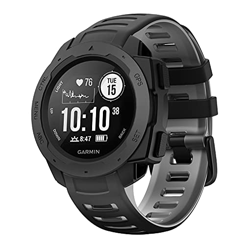 NotoCity for Garmin Instinct Band Silicone Replacement Watch Band Compatible with Garmin Instinct 2/ Solar/Tactical(black-gray)
