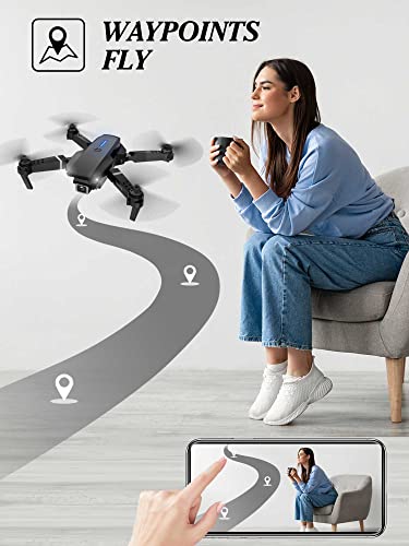 Drone With Camera 720P, Foldable Remote Control Quadcopter With Altitude Hold, Gestures Selfie, One Key Start, 360° Flips, 2 Batteries, Toy Gifts For Boys Girls, Drone For Kids 6-12, E88 #TOP5