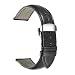 iStrap 22mm Genuine Leather Watch Band Padded Strap Steel Butterfly Deployant Clasp Super Soft-Black