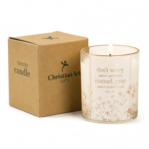 Image of Christian Art Gifts Vanilla & Oakmoss Scented Candle: Don't Worry, Pray