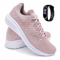 Kit Tênis Feminino Esportivo Para Academia e Atividades Físicas Conforto e Design Premium + Relogio Smart (ROSE, BR, Adulto, Numérico, 39)