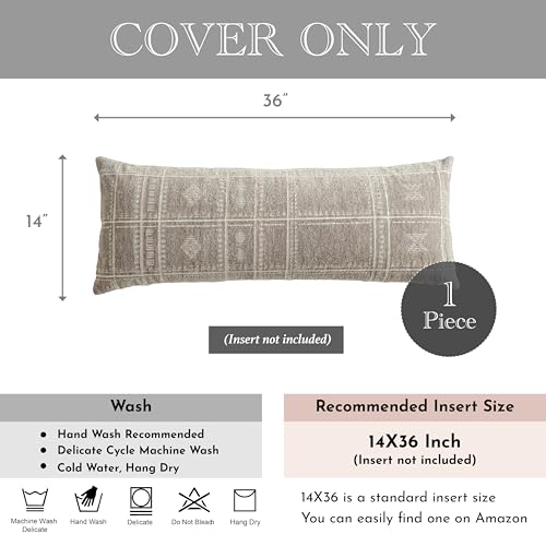 BlissBlush Decorative Lumbar Pillow Cover 14x36, Long Decorative Throw Pillow for Bed, Taupe Boho Textured Chenille Accent Pillowcase for Bedroom Home Décor (Cover Only) by BlissBlush - Used condition - Image 9