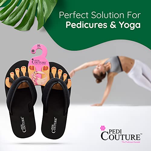 Pedi Couture Pedicure Sandals For Women - Toe Separator Slippers - Black - Medium (7-8) #TOP2