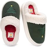 XIXITIAO Christmas Tree Slippers Memory Foam Slippers for Women Warm House Slippers for Woman Cozy Fuzzy Bedroom Home Shoes for Indoor