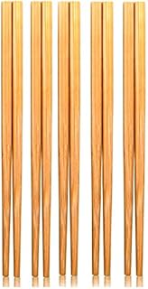9.5" Natural Chinese Bamboo Wooden Chopsticks Set Reusable Classic Style Wood Chopsticks (5 Pairs)