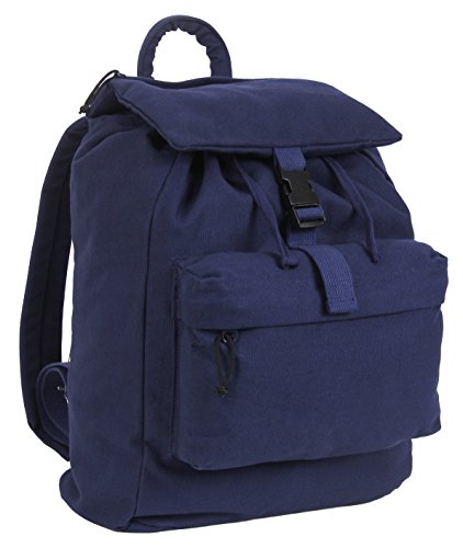 Rothco Canvas Daypack – Heavy-Duty Cotton Canvas Backpack for Hiking, Camping, Traveling, and Daily Use – 34L Capacity, Navy Blue