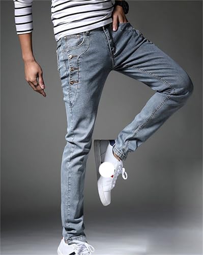 Men's Pants Slim Flexible Comfortable Commuter Trousers Solid Colored Stretch Denim Jeans3