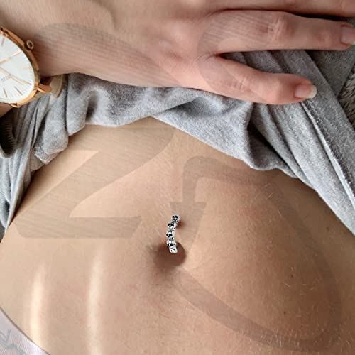 Zs 14G Skull Clicker Belly Button Rings For Women, 925 Sterling Silver Belly Barbell Piercing Reverse Curved Navel Barbell Body Jewelry (14G,10Mm) #TOP1
