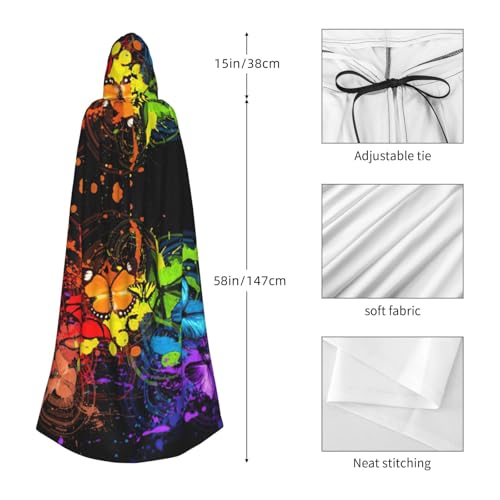 Robe Carnaval Graffiti Papillons avec Cape à Capuche Médiévale
