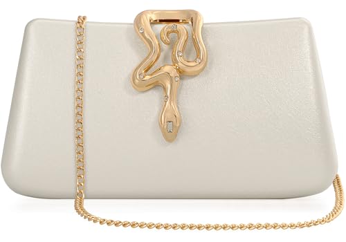 Image of Women's Formal Evening Clutch Purse Synthetic Leather with Snake Clasp, Detachable Strap for Wedding, Prom, Party