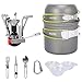 G4Free Outdoor Camping pan Hiking Cookware Backpacking Cooking Picnic Bowl Pot Pan Set 4 Piece Camping Cookware Mess Kit(13 PCS-Green)
